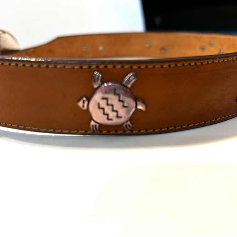 Silver Creek Brown Leather Belt with Silver & Rose Toned Fetishized Size 28 - Picture 8 of 13